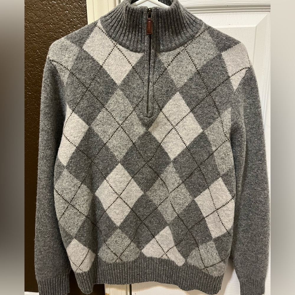 J Crew argyle quarter zip sweater